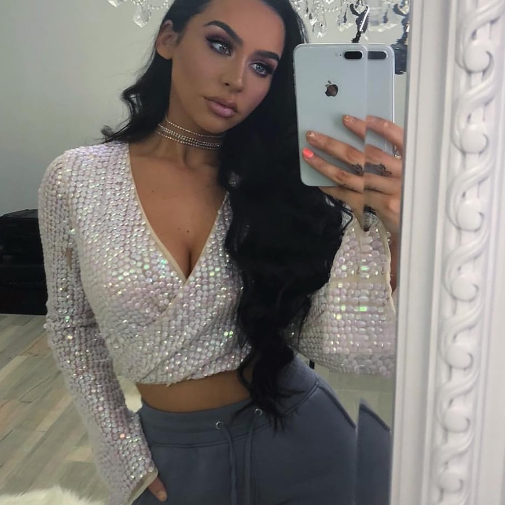 Brand new Misguided sequin crop top